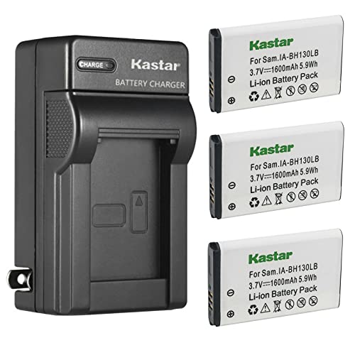 Kastar 3-Pack IA-BH130LB Battery and AC Wall Charger Replacement for Samsung SMX-C100, SMX-C200, SMX-K40 SMX-K40BP SMX-K40EDC SMX-K40LN SMXC13GP SMXC13LN SMXC13, SMX-K44 SMX-K44BP SMX-K44BN Camera
