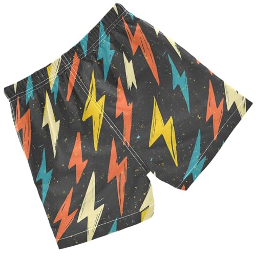 Pigsaly Boys Swim Trunks Abstract Retro Lightning Bolt Colorful Boys Board Shorts Swimsuit Swimwear Summer Bathing Suit 2T2