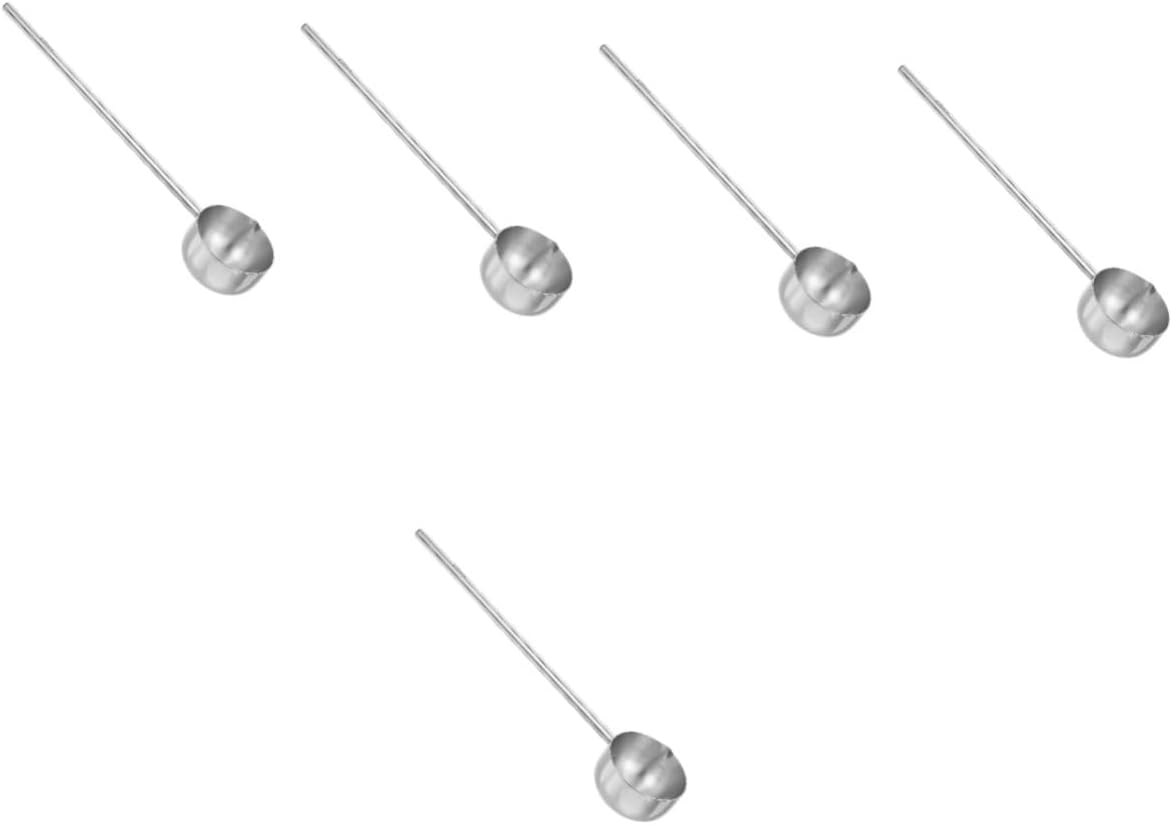 Garneck 5pcs Stainless Steel Soup Ladle Long Handle Serving Spoon Kitchen Oil Heating Spoon Multipurpose