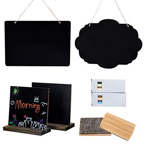 Guador Mini Tableaux Craie Tableau Noir Double Face Rectangulaires avec Support de Chevalet Mini Ardoises Anneau d'Affichage pour Décoration de Mariage Message Board Marque Place Panneau de Fête Cover