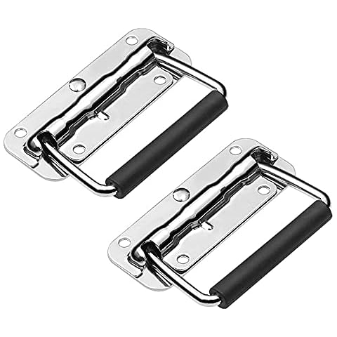 Gobesty 2 Stück klappgriff Edelstahl, Hardware Boxen Edelstahlbox Gefedert kistengriff, Silber Griffe Edelstahl Griff Tragegriff für Toolbox Tür (110mm) Cover