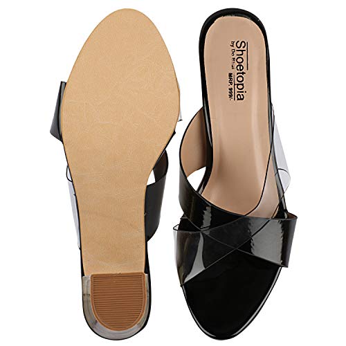 Image of Do Bhai Women Synthtic Material Back Open Cross Strep Block Heel Fashion Sandal