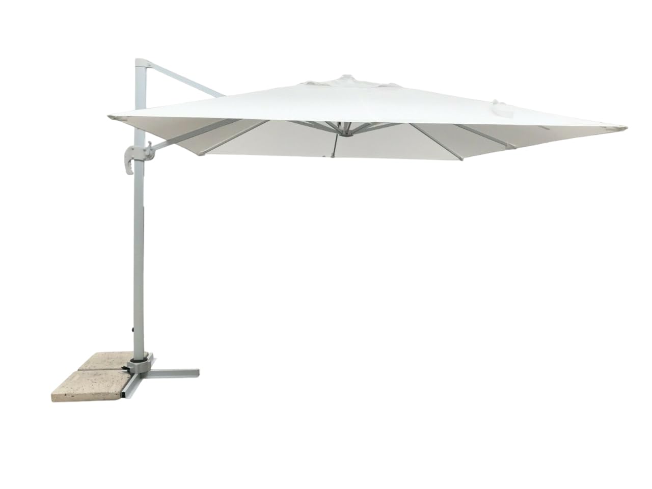 Ombrellone da Giardino 3X3 Bianco Base Decentrata Alluminio 3 X 3 Telo Poliestere e Rotazione 360 gr - Total White