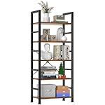 Sweetcrispy Book Shelf, 5 Tier Bookcase, Modern Tall Bookshelf for Garage Kit, CDs, Movies, Industrial Corner Storage Organizer for Bedroom Home Office Kitchen Living Room, Rustic Brown