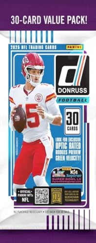 DONRUSS 2025 Panini Football Factory Sealed HUGE JUMBO FAT CELLO Pack with (30) Cards Including (4) EXCLUSIVE PRESS PASS BLUE PARALLELS! Look for Rated Rookies of Top 2025 Football Draft Picks!