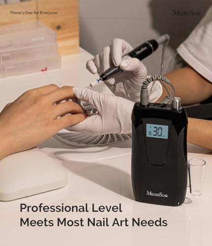 Image of MelodySusie Entry-Level Clip-On Rechargeable Nail Drill, SC320D 30000RPM Essential E-File with LCD Display for Manicure Shaping & Gel Removal, Perfect for Training, Nail Art Practice & Home Use