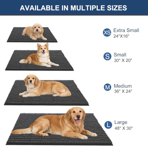 Image of OLANLY Dog Door Mat for Muddy Paws 47x24, Ultra-Absorbent Chenille Mud Mat