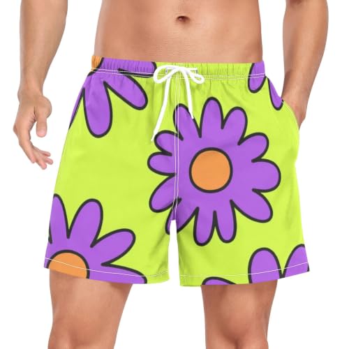 Traje de baño para hombre de piscina bañador verde fluorescente de margaritas para vacaciones