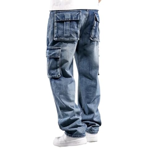 XYGJZ Mens Hip Hop Cargo Jeans Cover