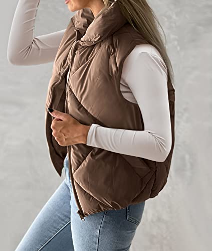 Newffr Women's Quilted Puffer Vest Sleeveless Lightweight Zip Up Jacket Winter Warm Coat Outerwear2
