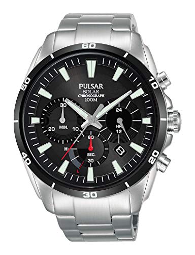 Pulsar Solar Herren-Uhr Chronograph Edelstahl mit Metallband PZ5059X1