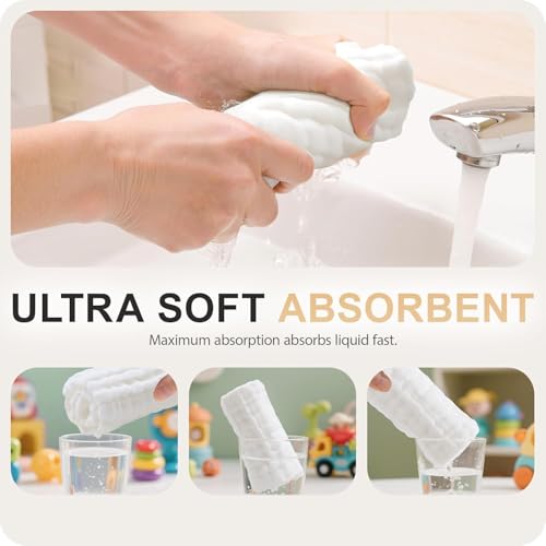 LUHIUMOYA 8 Stück Baby-Waschlappen 30x30 cm, 100% Baumwolle – Weich & Saugfähig, Mehrzweck für Neugeborene bis Kleinkinder (Badlappen, Lätzchen, Wickelunterlage, Speicheltuch)