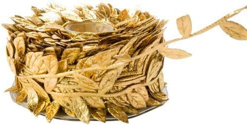 Leaf Garland Ribbon Trims, roll of 30 Yards, Great for Craft Making and Scrap Booking (Metallic Gold)