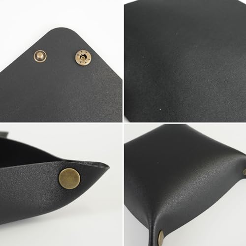 YXJDWEI 3 Stück Lederschale Deko Tablett PU Schlüsselschale Leder Schmuckschale Schmucktablett für Schmuck Schlüssel Münzen Handy Organizer (Schwarz)