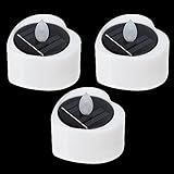 BESTonZON 3Stücke Solarbetriebenes LED Teelicht Wasserdichte Flammenlose für Garten und Wohnkultur Warmweißes Licht für Geburtstagsfeiern Hochzeiten