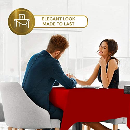 White Classic Wealuxe Red Tablecloth 60X102 - Rectangular 6 Feet Table Cover Cloth, 2 Pack #TOP4