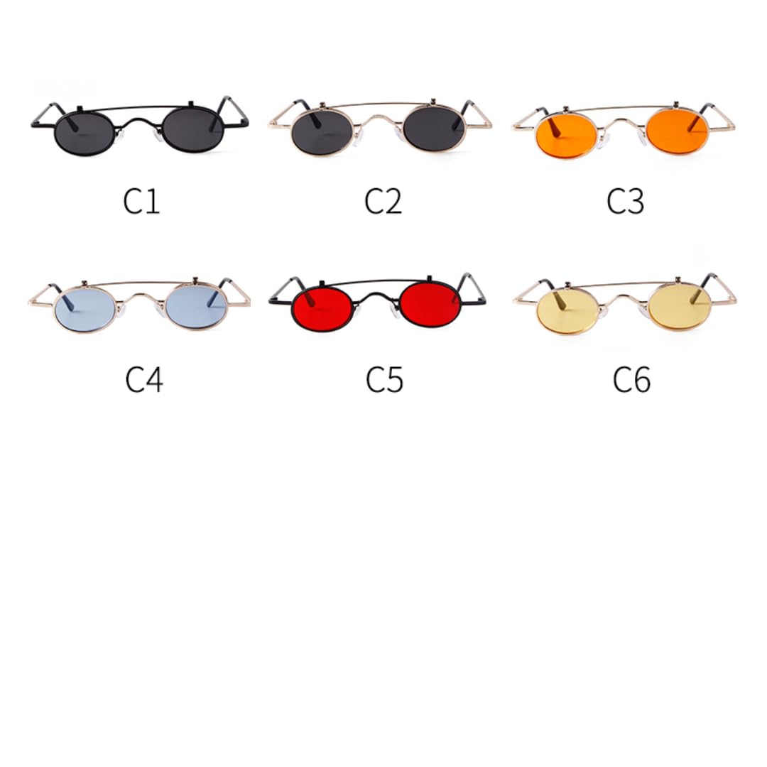 Gafas de sol con protección UV400 | Redondas pequeñas de metal ovaladas | Para mujeres y hombres, deportes al aire libre y conducción