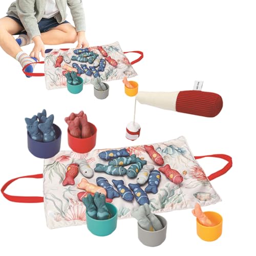 Jouet de pêche en tissu et gobelots pour développer la motricité fine