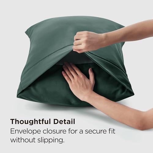 Image of Bedsure Queen Pillow Cases Set of 2 - Forest Green Brushed Microfiber Pillowcase 2 Pack, Super Soft and Cozy Pillow Case Covers with Envelope Closure for Kids, Wrinkle, Fade Resistant, 20x30 Inches