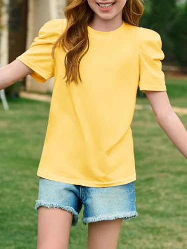 Imily Bela Girls Puff Short Sleeve Tops Kids Summer T Shirts Crewneck Fashion Tees 5-14 Years3