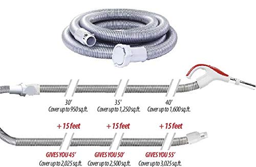 Nadair Universal Low-Voltage Central Vacuum, Hose extension, 15 FT, GREY - ACCHO-15LV-EXT by Nadair - Image 2