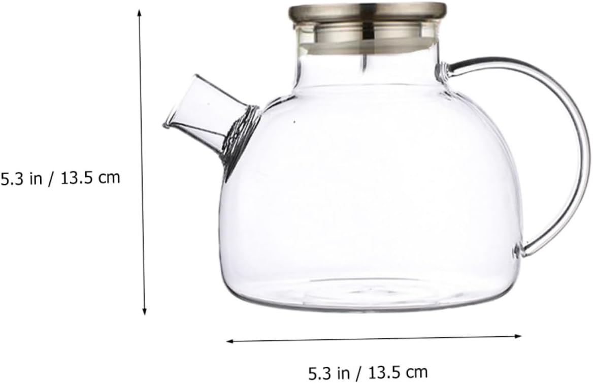 2pcs Glass Teapot Bamboo Lid and Warmer Large Capacity Infuser Kettle Set for Loose Tea Dishwasher and Microwave Safe for Home and Outdoor Use