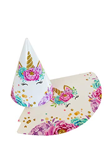Lalantopparties Unicorn Cap Set Unicorn Party Supplies, Unicorn Party Decoration, Unicorn Theme Birthday Decoration, Wearable, Boy Or Girl Decoration, Paper Caps, (Pack Of 10)
