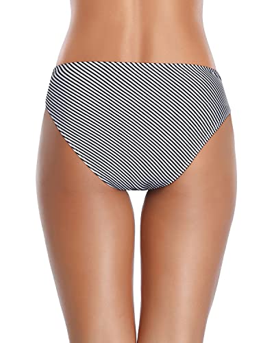 Image of Tempt Me Women Twist Bikini Bottom Moderate High Cut Bathing Suit Bottoms Ruched Swimsuit Bottom