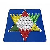 KiBcsLic Juego de Estrategia en Estrella Chinas Tapete Enrollable Damas Chinas Portátil Juguete Educativo para Niños, Familias, Viajes, Tablero con Piezas