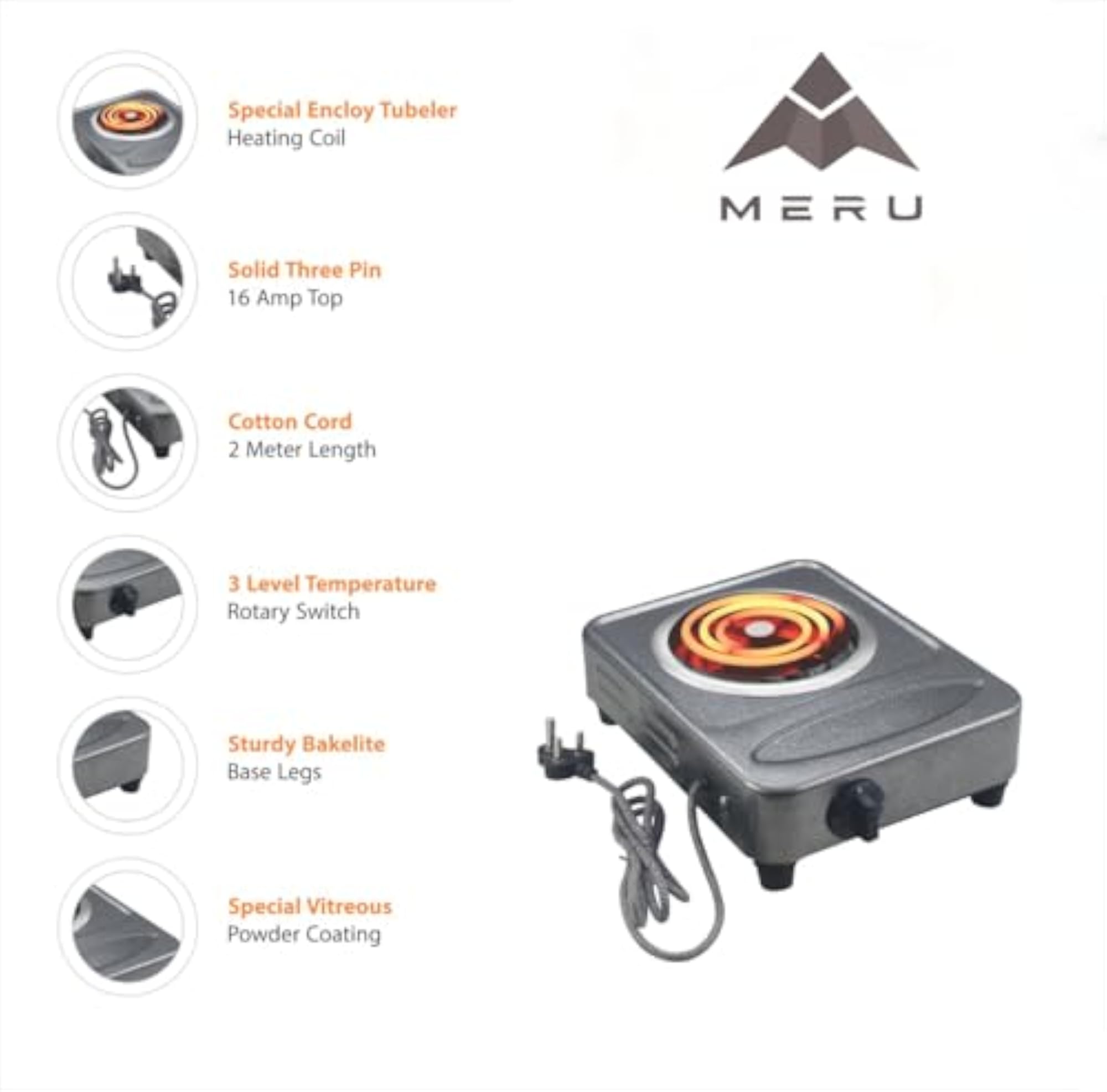 2000W Electric Hot Plate, Fast Heating Portable Countertop Burner