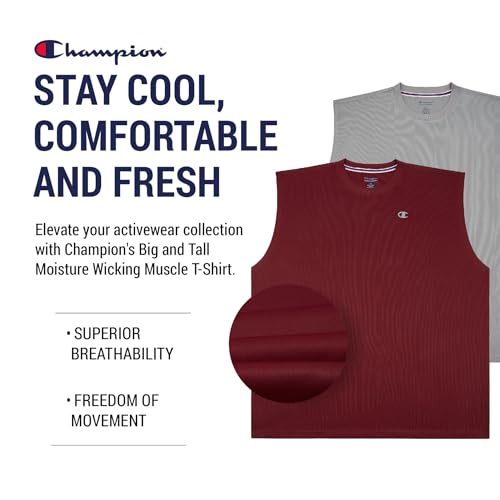 Champion Big and Tall Sleeveless Shirt for Men – 2 Pack Performance Muscle Shirt - image 5