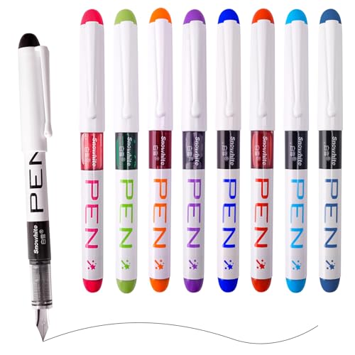 9 Pcs Disposable Fountain Pens for Writing EF Nib Multicolor Ink Fine Point Pens Smooth Writing Pens for Sketching Journaling Lettering Text Highlighting Calligraphy Office College School (0.38MM)
