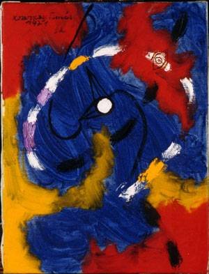 Peinture à l'huile Storm de Colours 1971 Tamas Lossonczy toile artistique salon vibrant