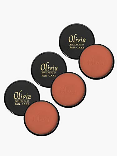Image of Olivia Waterproof Tender Orange Makeup Natural, Matte, Velvety Concealer Pan Cake (Shade No.30, Cream, 25 g)- Pack of 3 Matte Finish