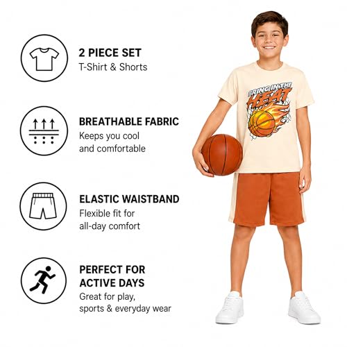 Image of Pro Athlete Active Boys Short Sets - 2 Piece Performance Crewneck Short Sleeve T-Shirt and Shorts Boys Athletic Sets (8-16)