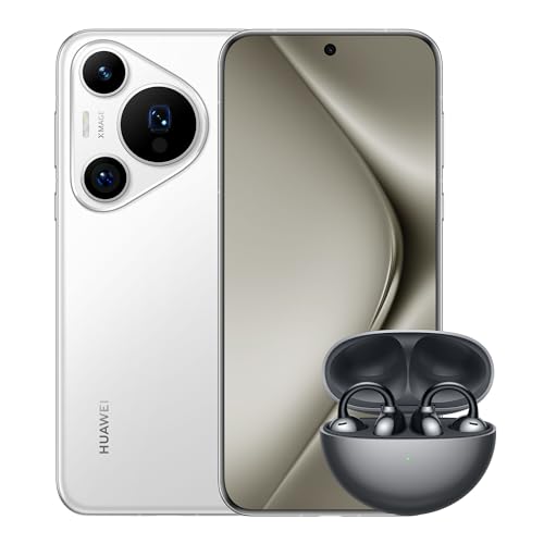 HUAWEI Pura 70 Pro Smartphone, 12 GB + 512 GB, Flat Edge Display, Ultra Speed Snapshot, Super Robust Kunlun Glass, 66 W Supercharge, 4900 mAh Battery, White + Freeclip Black