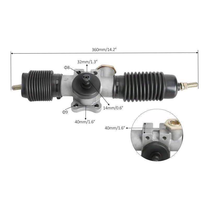 Cremallera de dirección de 420mm con eje de engranaje de alta resistencia para UTV 5