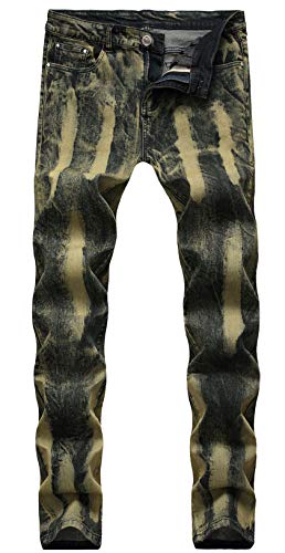 Men's Skinny Distressed Ripped Casual Denim Pants Slim Fit Biker Jeans Zipper Washed Straight Fit Jean Trousers