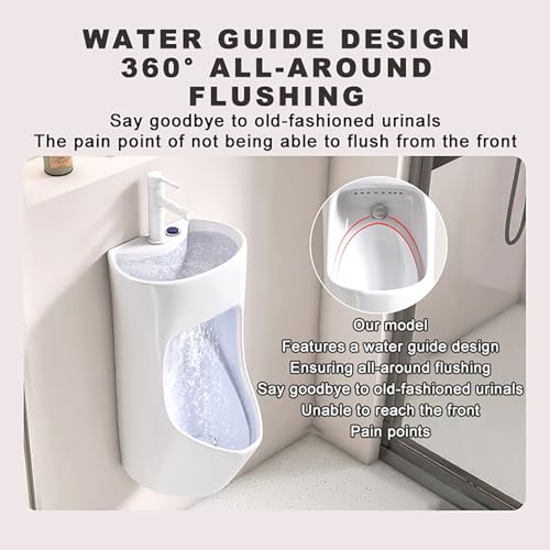 Urinario de cerámica a prueba de salpicaduras con grifo superior 4