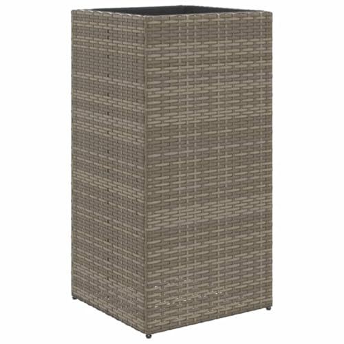 vidaXL Jardinière Gris 40x40x80 cm résine tressée, jardinière d'extérieur, bac à Fleurs, bac à tomates, jardinière de terrasse, bac à Pommes de Terre