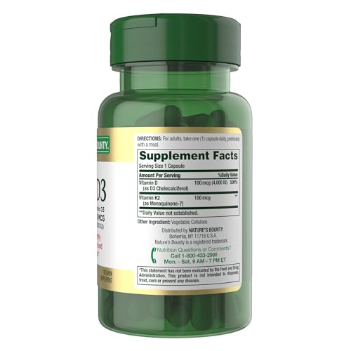 Nature's Bounty Vitamin D3 K2 Capsules, Heart & Bone Health, 60 ct - image 8