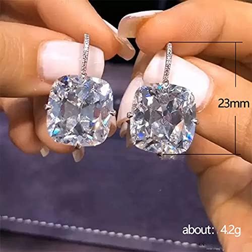 Mnyixsi Square Hoop Earrings with Dangle Sterling Silver Square Earrings 18K White Gold Plated Hypoallergenic Cubic Zirconia Hoop Earrings with Dangling CZ Diamond Drop Dangling Earrings - Image 4