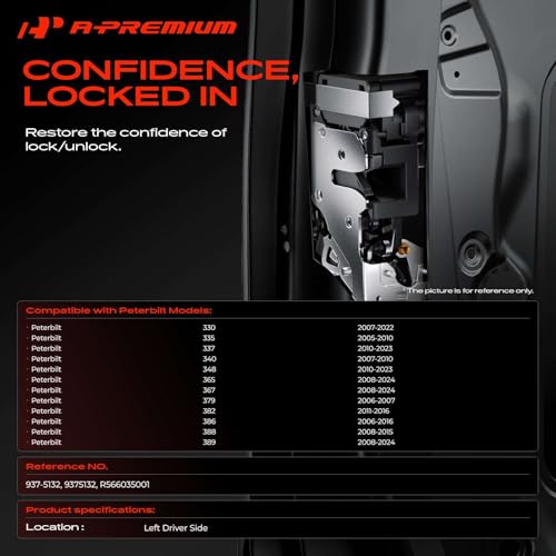 Image of A-Premium Left Driver Side Door Lock Latch Compatible with 2005-2024 Peterbilt Vehicles - 330 335 337 340 348 365 367 379 382 386 388 389, Replace# R566035001