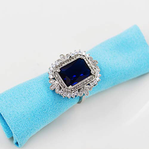 Uloveido Luxury 5 Carat Synthetic Emerald Ring, White Gold Plated Adjustable Emerald Cut Cubic Zirconia Rings Y9883