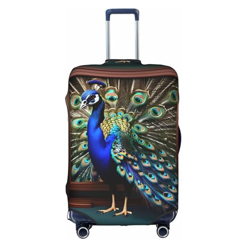 Housse de valise motif paon blanc M pour protéger vos bagages lors de vos vacances