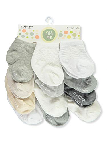 Little Me Unisex Baby Cross Stitched 12-Pack Socks - ivory/multi, one size