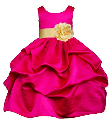 Pink Promise Fuchsia Hot Pink Wedding Pageant Flower Girl Pick-Up Dress with Bow2