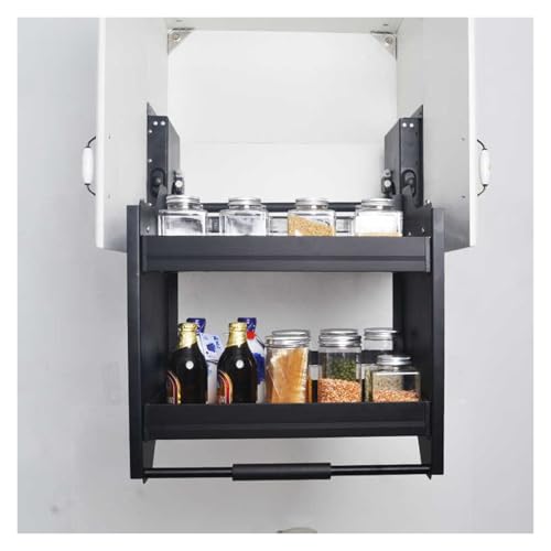 XLTFUC 2 Tier Heavy Duty Spice Rack Sliding Cabinet Shelves Kitchen Cabinet Organizer Space Saving Boards For Kitchen Bathroom Cabinets(610x280x555mm)