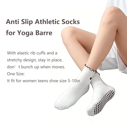 Image of Grip Socks Pilates,Cute Pilates Socks for Women, Ruffle Grippy Sock for Yoga Barre Hospital