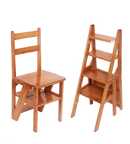 Taburetes escalonados de bambú plegables con estructura resistente de 4 escalones 7